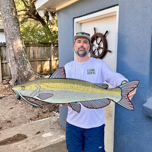 Catfish Wood Wall Art: Angler Gift, UV Resin Coated