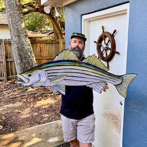 Striped Bass Digital Painting: Archival Paper, Wood Mounted