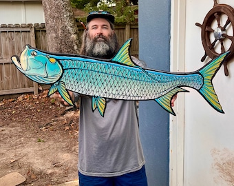 Tropical Tarpon Wood Wall Art: Angler Decor