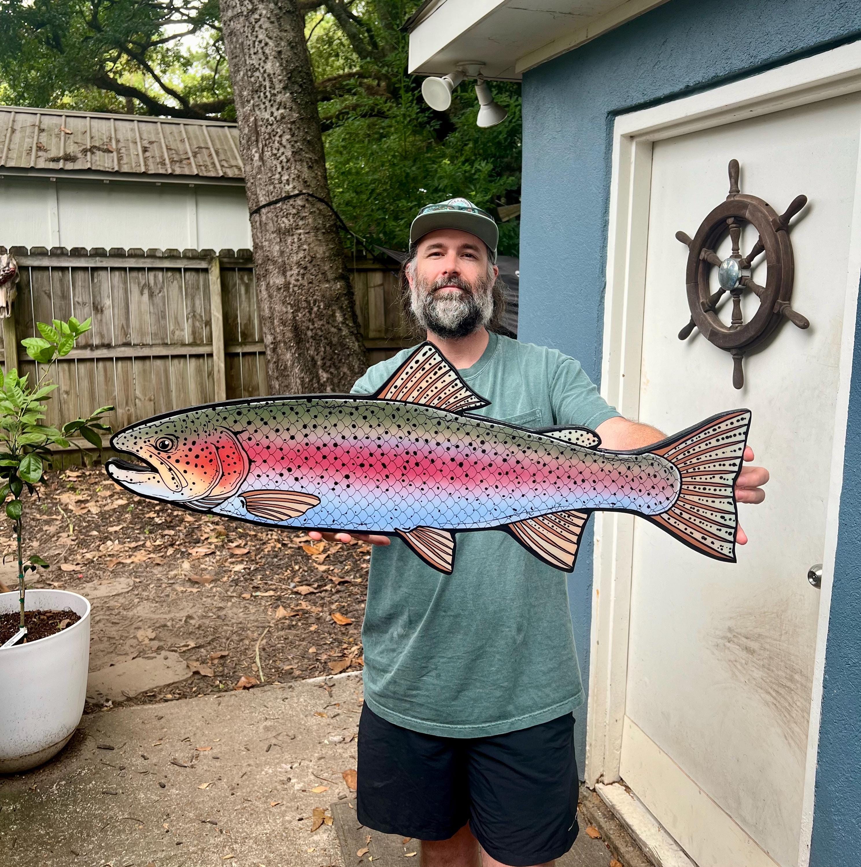 Epoxy Rainbow Trout Wall Art: Angler's Wood Decor