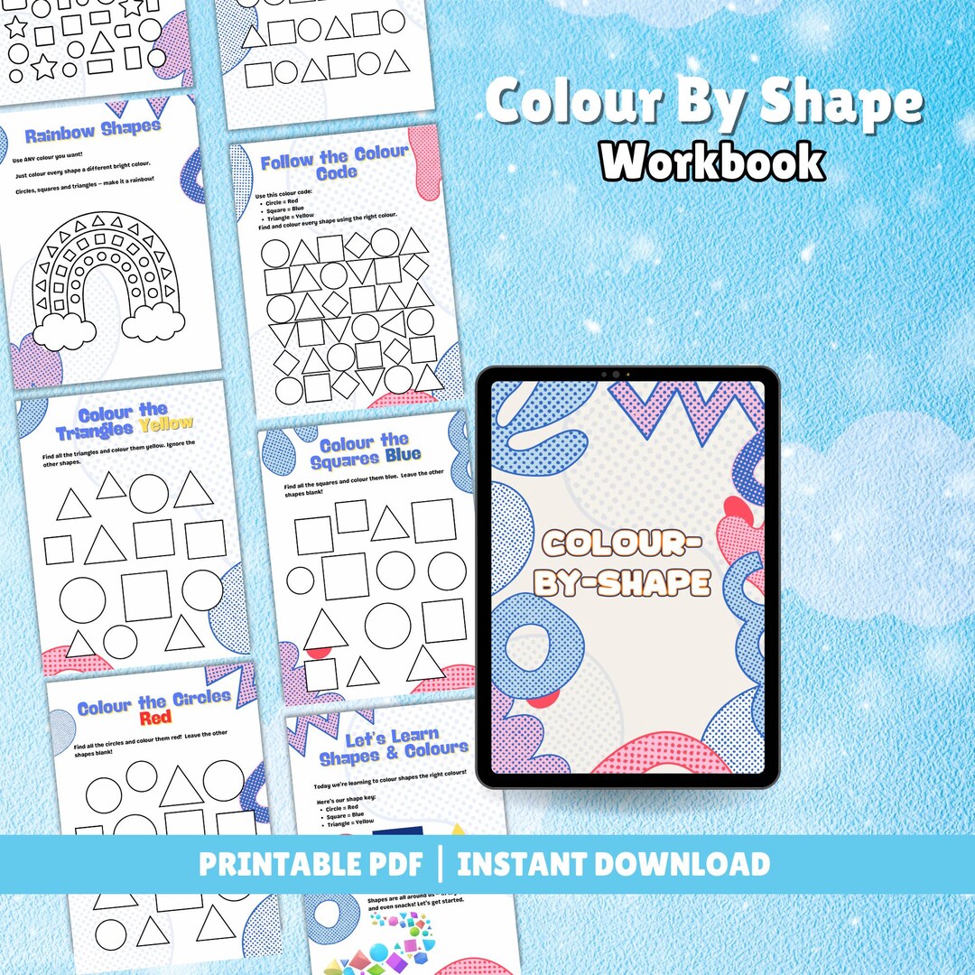 Colour by Shape Workbook for Kids | Learn Shapes & Colours | Preschool ...