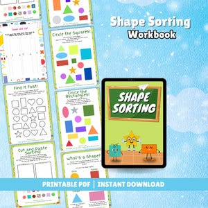Shape Sorting Activity Workbook for Kids | Learn Circles, Squares, Triangles & Rectangles | Preschool Cut and Paste | Early Learning Fun