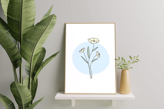 Flower Line Drawing Flowers Vase Decoration Wallhangings | Etsy