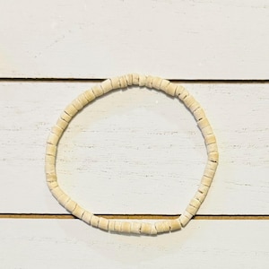 Coconut Wood Bead Surfer Bracelet: Boho Stacking Stretchy Bracelet