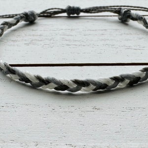 Braided Waxed Cord Bracelet: Boho Beach Surfer Style