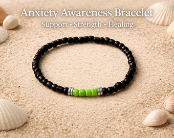 Handmade Beaded Bracelet, Anxiety Support, Mindfulness Reminder, Emotional Healing Jewelry