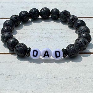 Dad Lava Stone Bracelet, Turquoise Howlite Gemstone Beaded Bracelet