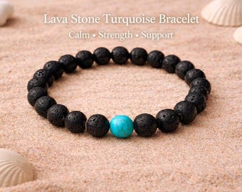 Natural Lava Stone Bracelet, Boho Stretchy Wristband, Diffuser Beads, Unisex Gemstone Gift