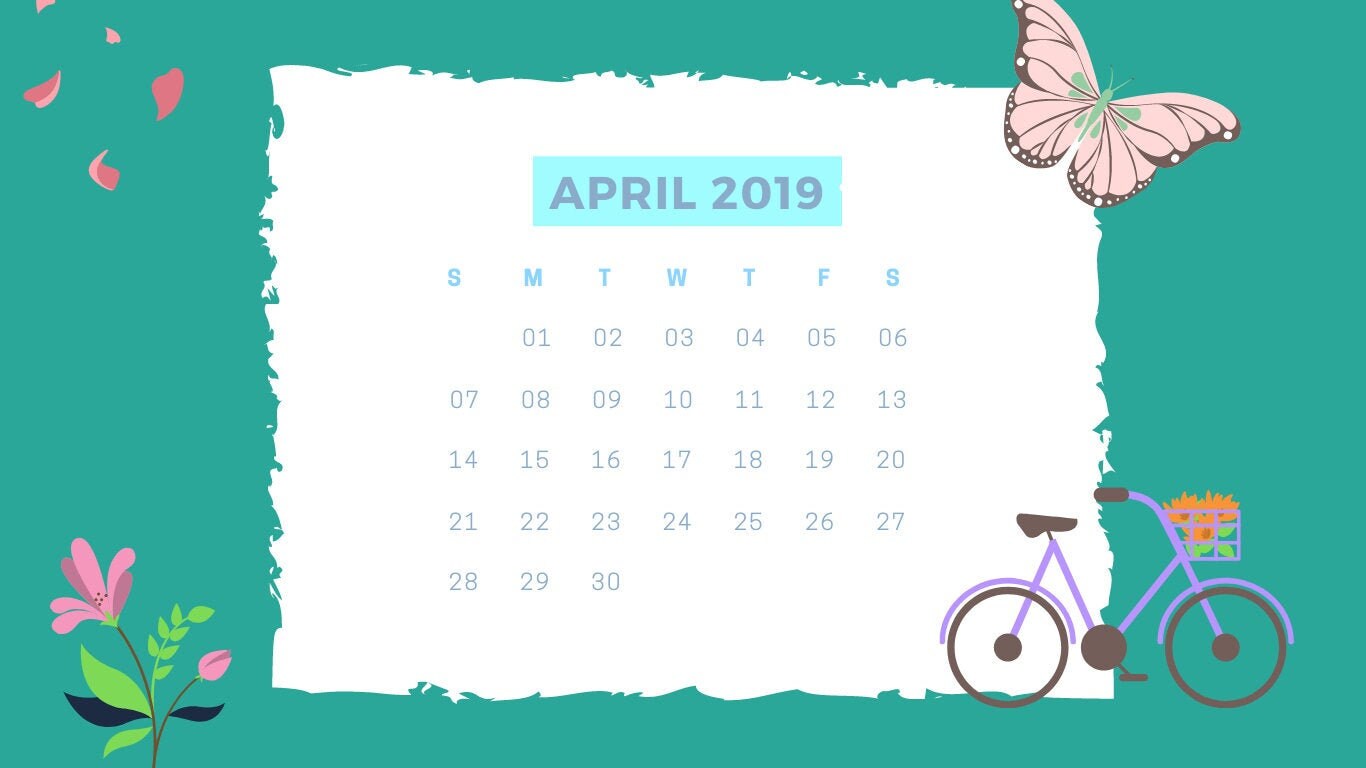 April Calendar Spring Themed Etsy