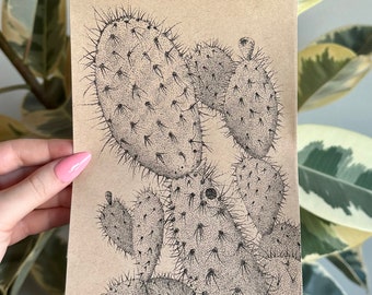 Dibujo original de tinta de pera espinosa / Decoración de pared
