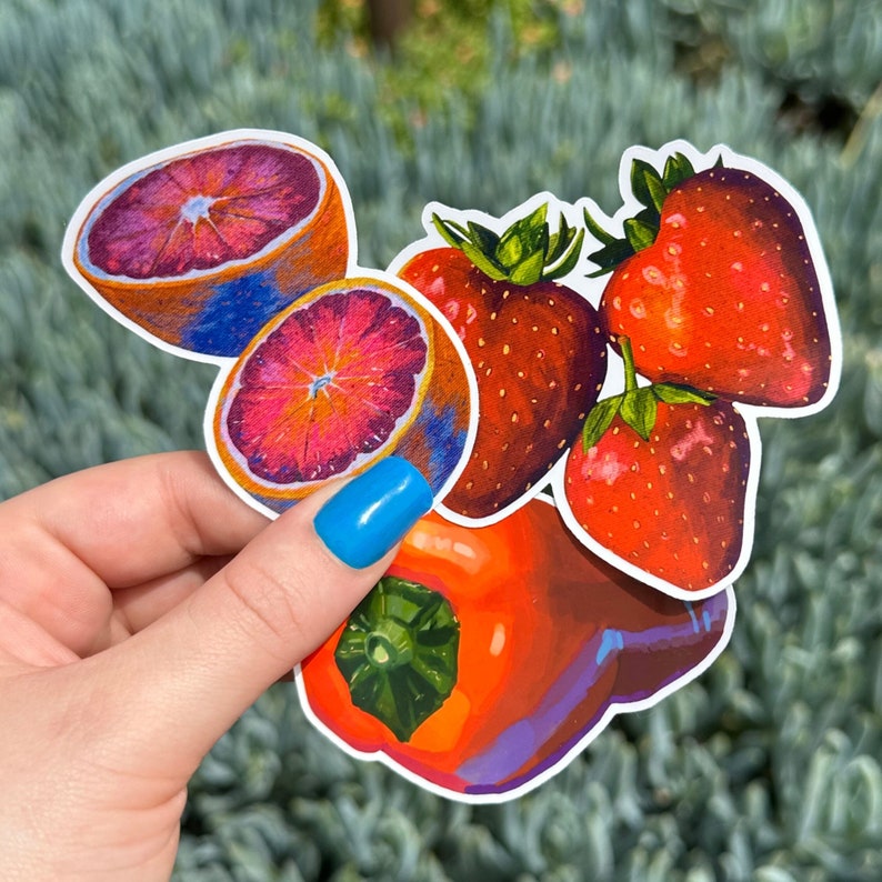 Produce Sticker Set Vinyl Die Cut Etsy