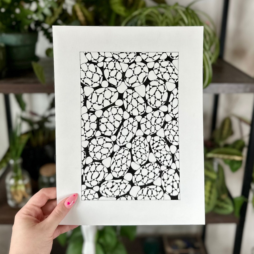 Black and White Abstract Pen Pattern | Original 9
