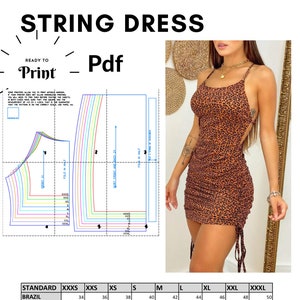 Sewing Pattern PDF : String Dress, PDF Ready to print. 100% Tested.