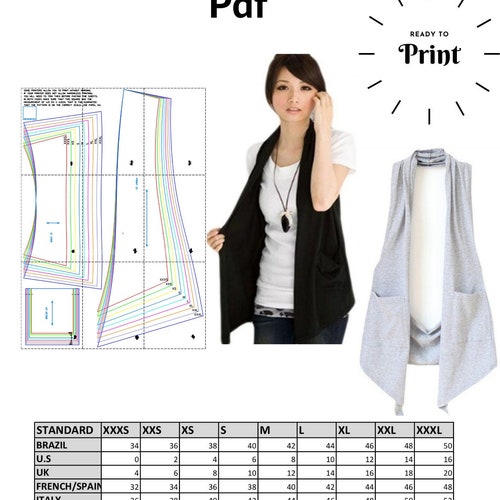 Sewing Pattern PDF: Women Vest PDF Ready to Print. 100% - Etsy