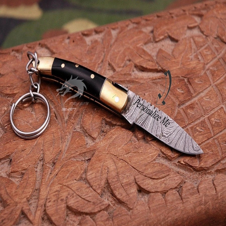 Custom Laser Engraved Hand Crafted Damascus Steel With Buffalo 