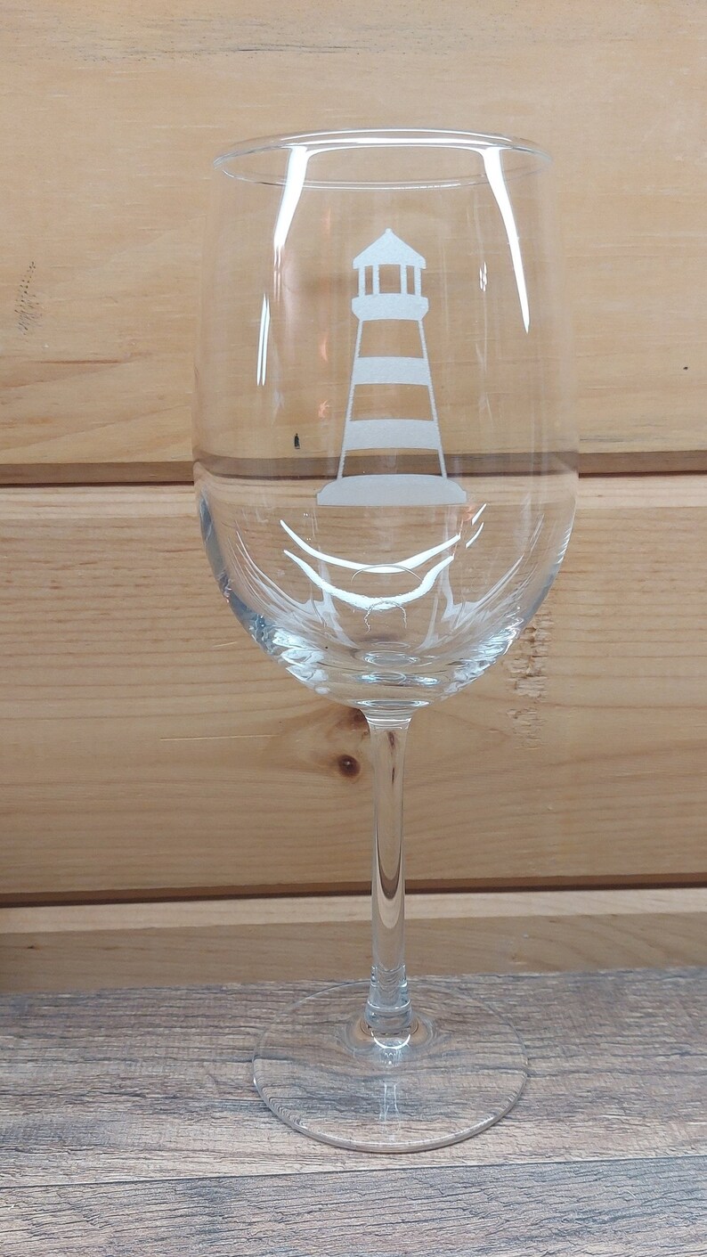 Lighthouse Etched Glass, Etched Glass, Lighthouse Gifts, Wine Gift