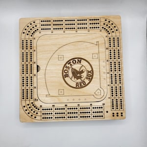Square Birch Wood Cribbage Board: 3-Track Card Game with Storage