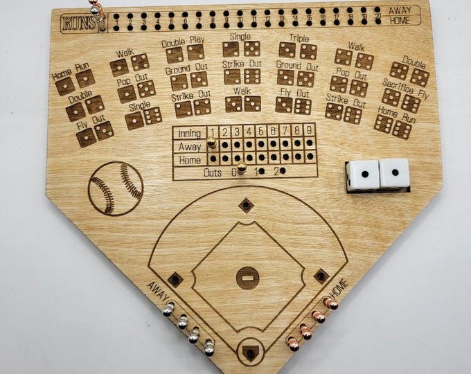 Handmade Wooden Dice Baseball Game: Family Tabletop Fun