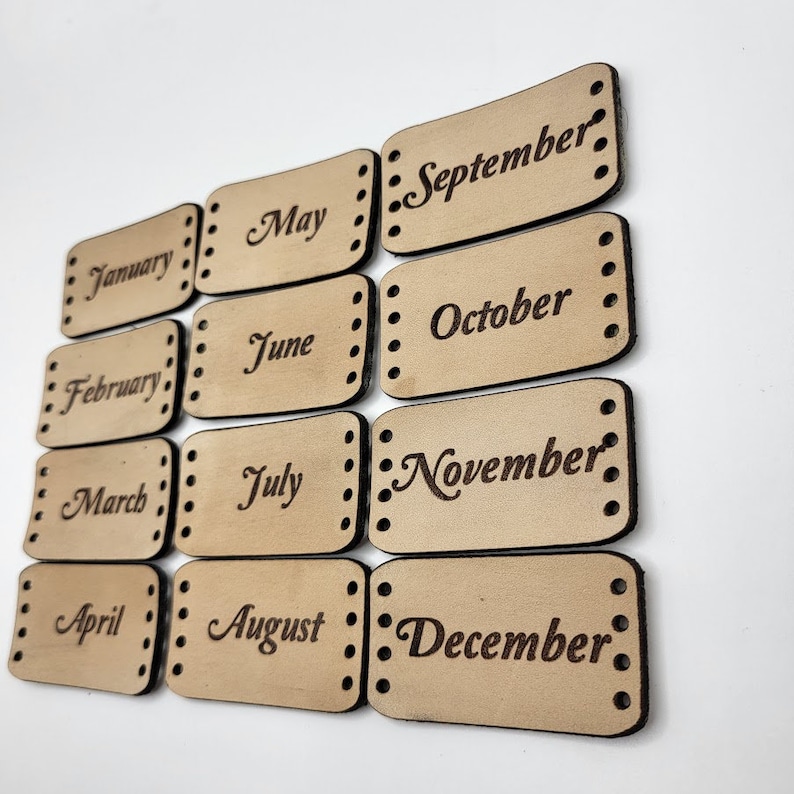 Leather Temperature Blanket Month Tags: Crochet Knitting Accessories - Etsy
