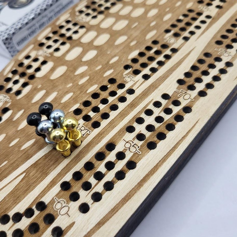 Loon Cribbage board, Wooden Cribbage Board with Cards and Pegs, Unique Lake House Gift 画像 6