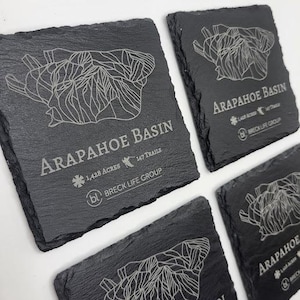 Arapahoe Basin Slate Coaster, Colorado Ski Resort, Colorado Mountain, Tabletop Protection, Rock Coaster, Laser Engraved Slate Coaster