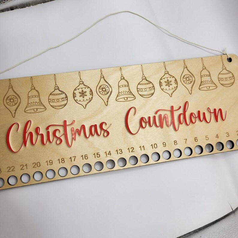Laser Engraved Candy Cane Countdown Sign, Wooden Christmas Countdown ...