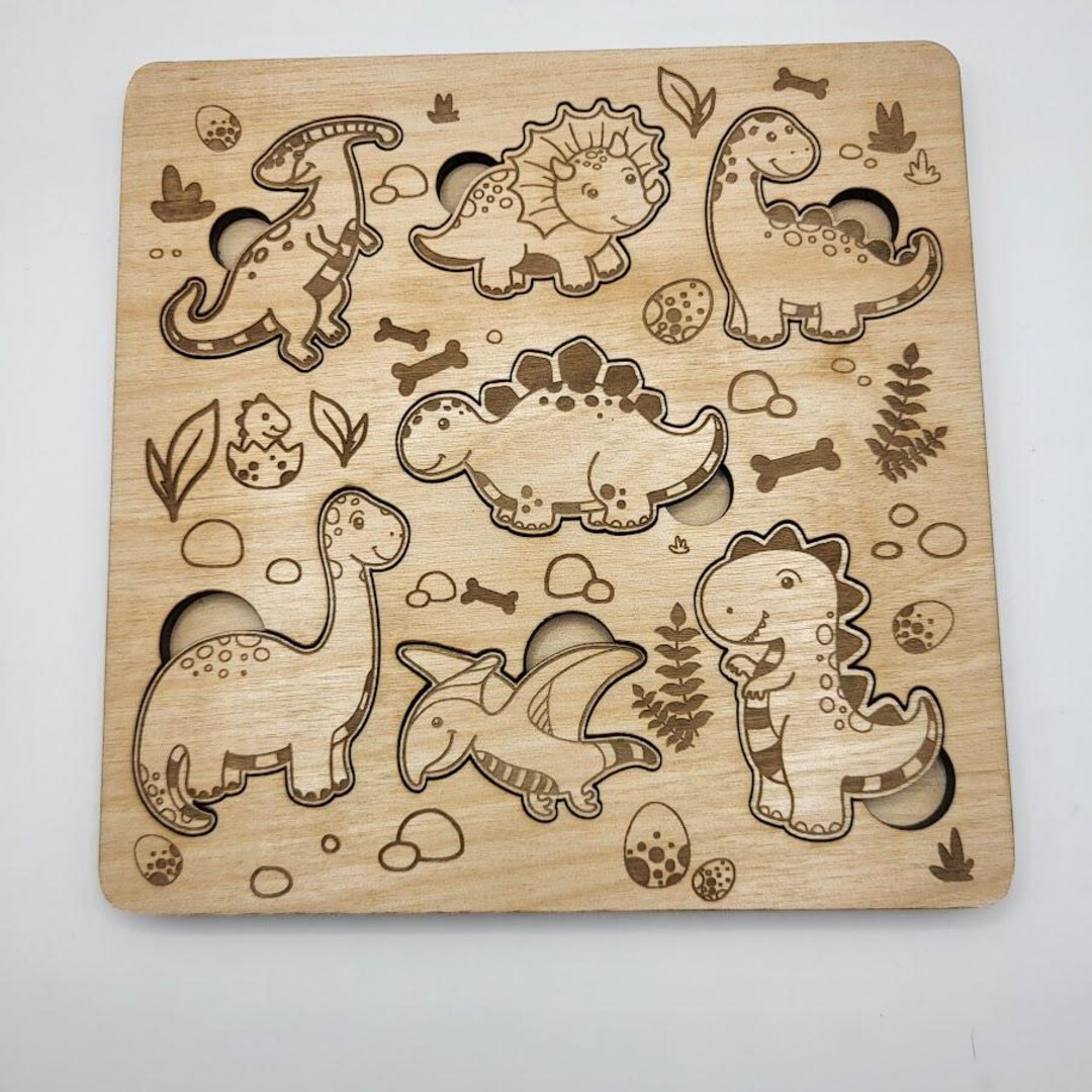 Wooden Dinosaur Puzzle: Montessori Toddler Learning Toy - Etsy