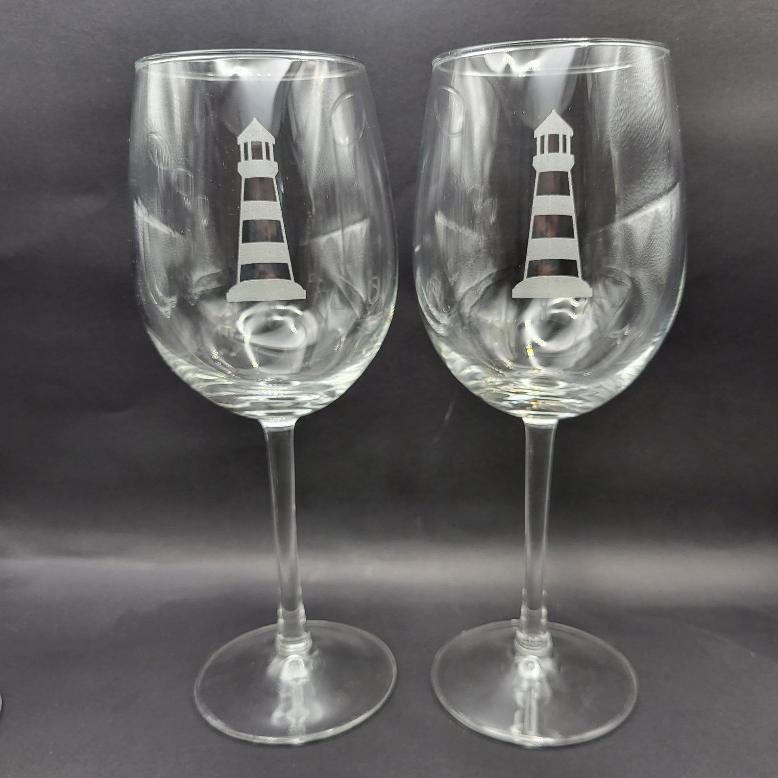 Lighthouse Etched Glass, Etched Glass, Lighthouse Gifts, Wine Gift