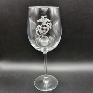 USMC Marine Corps glassware, military retirement, Gift for Marine, Marine laser etched glass, Military Gift, Semper Fi, Marine Corps gift