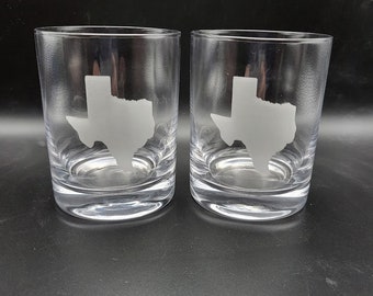 Texas state outline etched glass, state of Texas, Texas gifts, lonestar state, state gifts, wine glass, rocks glass, Housewarming gift