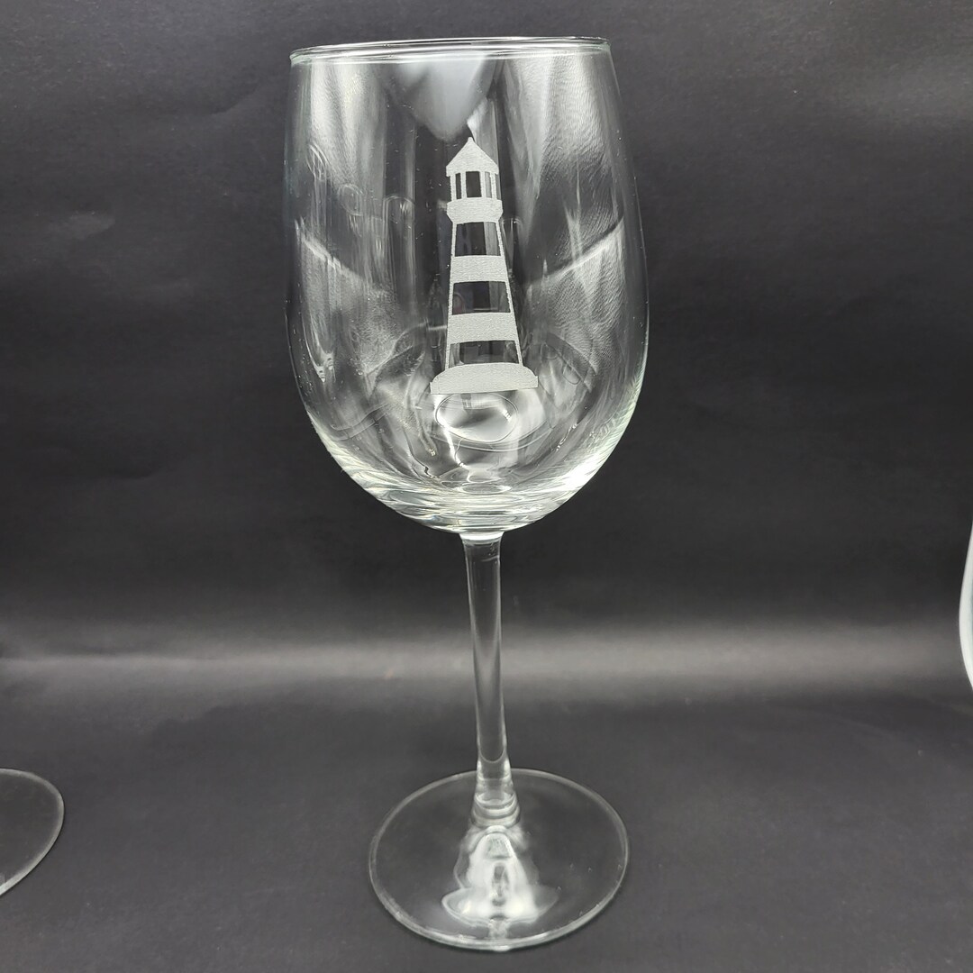 Lighthouse Etched Glass, Etched Glass, Lighthouse Gifts, Wine Gift