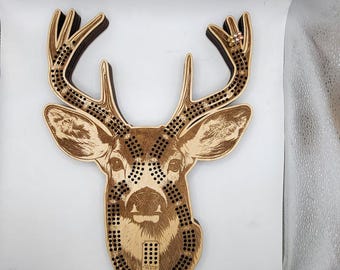 Deer Cribbage Board: 3-Track Wooden Card Game, Hunter Gift