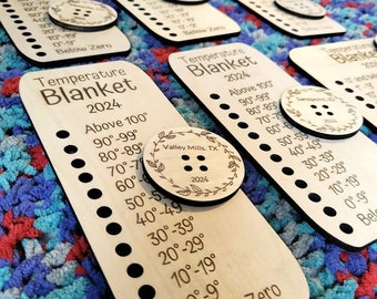 Temperature Blanket Color Chart: Wooden Knitting Crochet Accessories