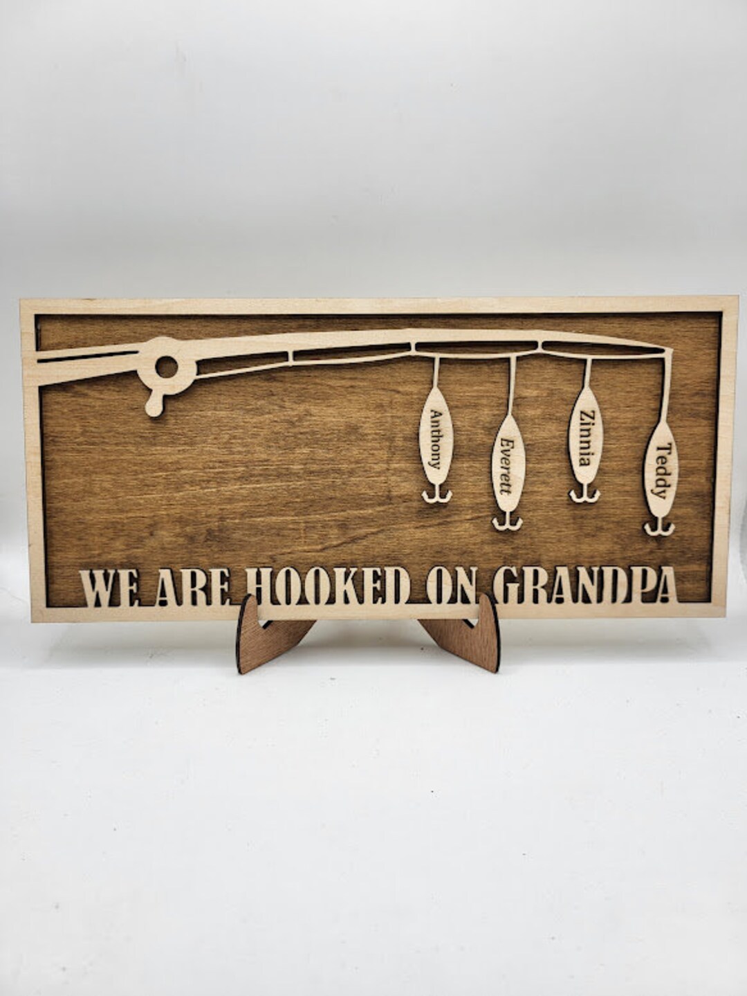Personalized Fishing Lure Sign, Engraved Wooden Gift for Dad - Etsy