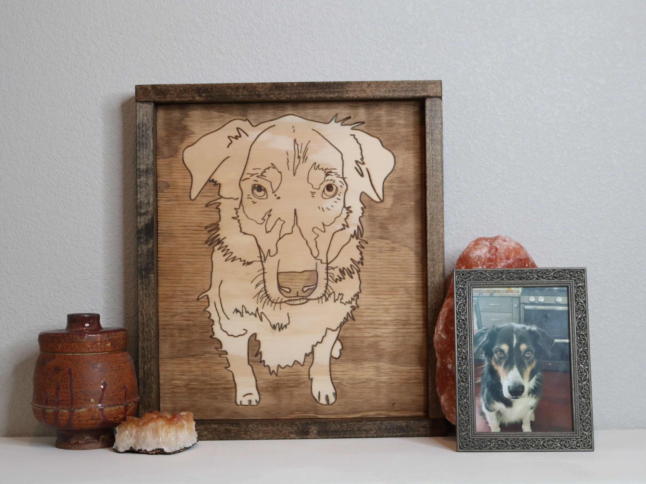 Custom Laser Engraved Dog Portrait Custom Pet Portrait Wood Etsy