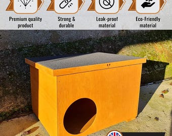 Cat House for Outdoor Use – Simple Classic Wooden Shelter | Weatherproof Cat Kennel