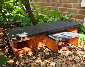 Hedgehog House and Feeding Station | Outdoor Shelter Nest Box | Weatherproof Safe Habitat