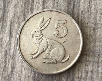 Vintage Zimbabwe 5 Cent 1990 Coin, Zimbabwe Currency, Coins With Animals Picture, Africa Coins 1pc.