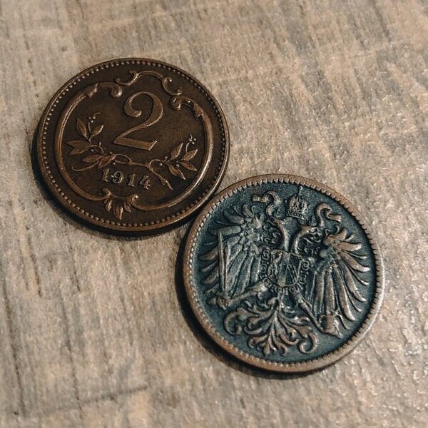 Vintage Austria-Hungary Coin Two Heller 1893-1918, Austria Heller Old Coin, Franz Joseph I, Unique Coins, Rare Find Coin 1pc