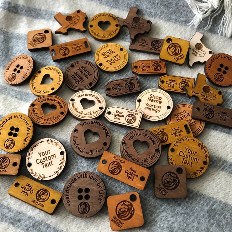 50 Product Tags Wooden Clothing Labels Sew on Tags Etsy