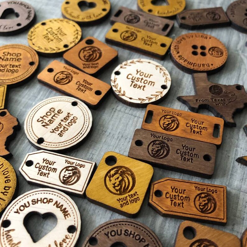 50 Product Tags Wooden Clothing Labels Sew on Tags Etsy