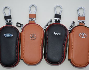 Leather car remote key on sale holder case cover