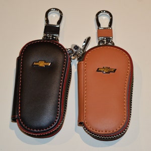 Chevrolet  car key cover ,leather key fob wallet, leather car key pouch, Leather car  fob protector,  leather keychain, key Fob tote