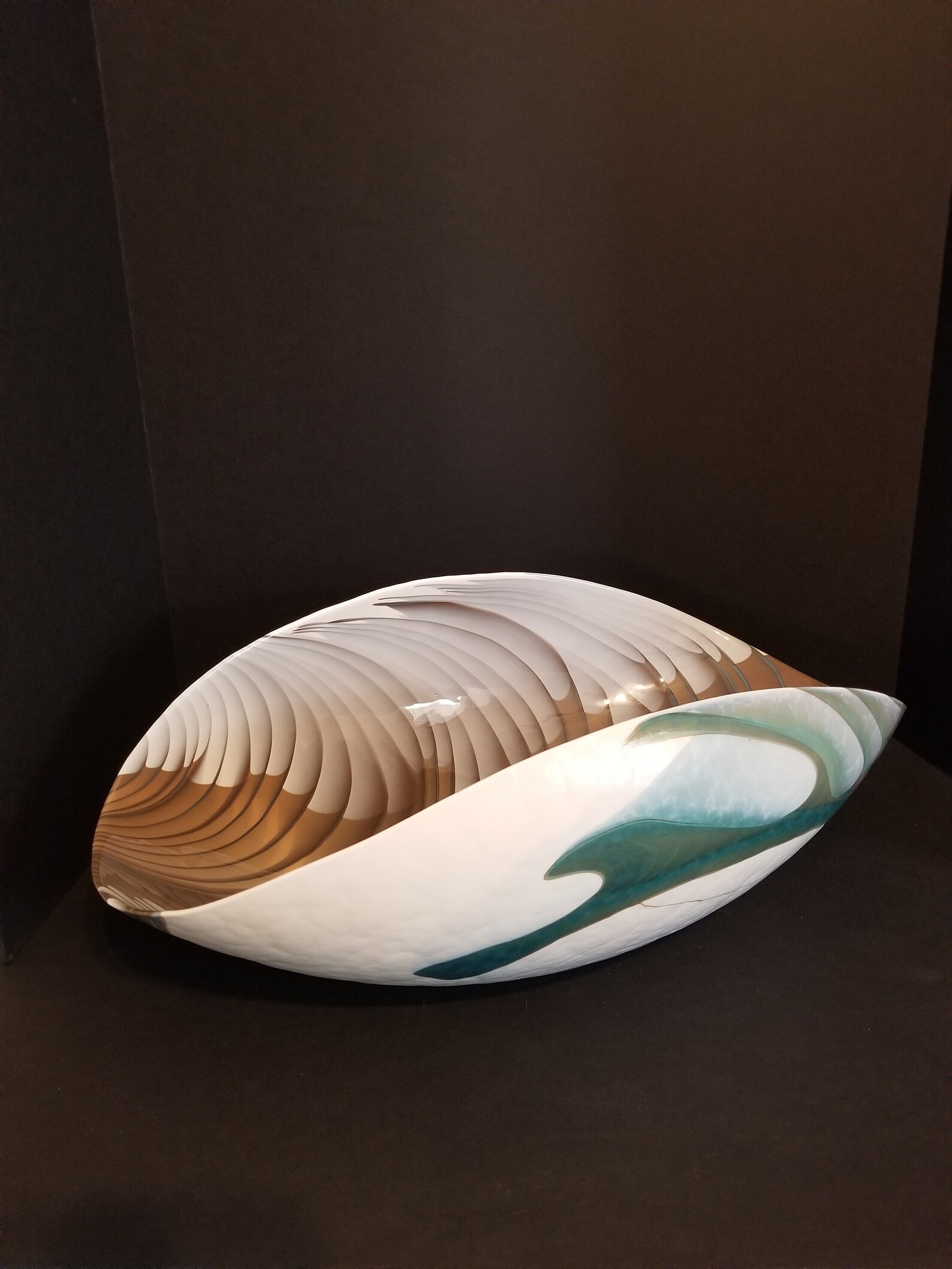 Yalos Murano Glass Centerpiece Bowl Filigrana Turquoise Ivory Etsy