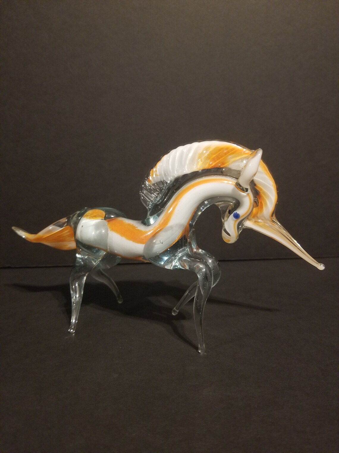 Murano Style Glass Unicorn Figurine Blazing Colors Etsy