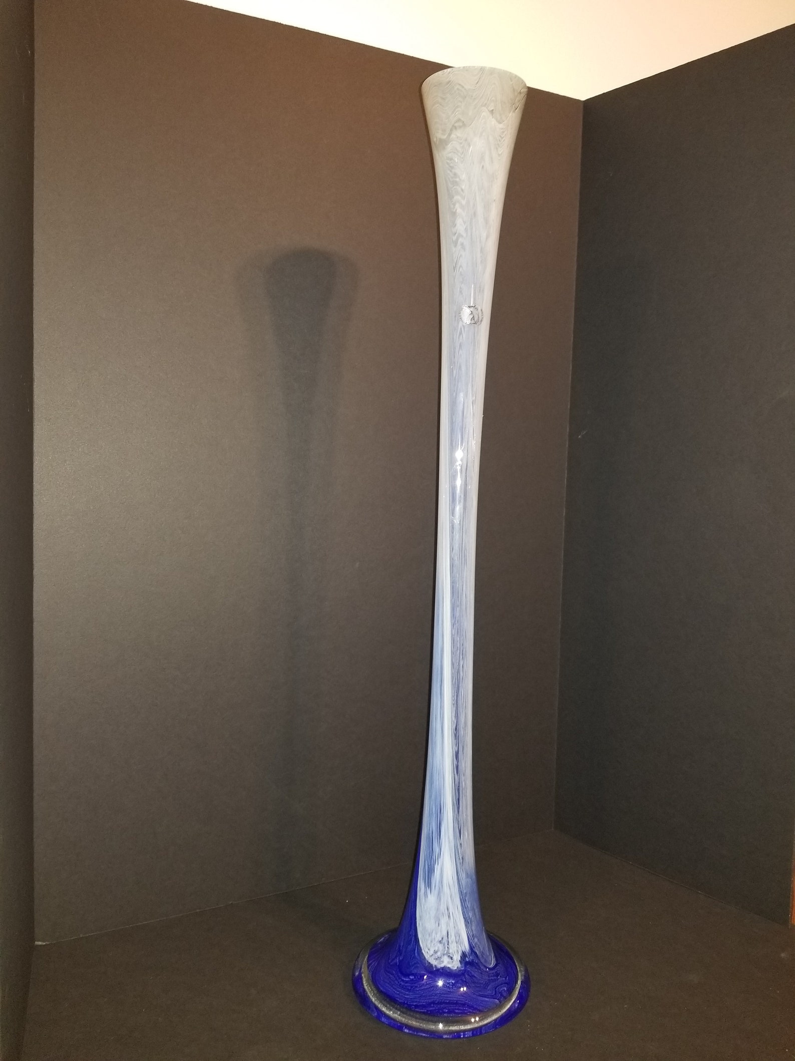 Tall Stretched Poland Hand Blown Glass Vase Etsy