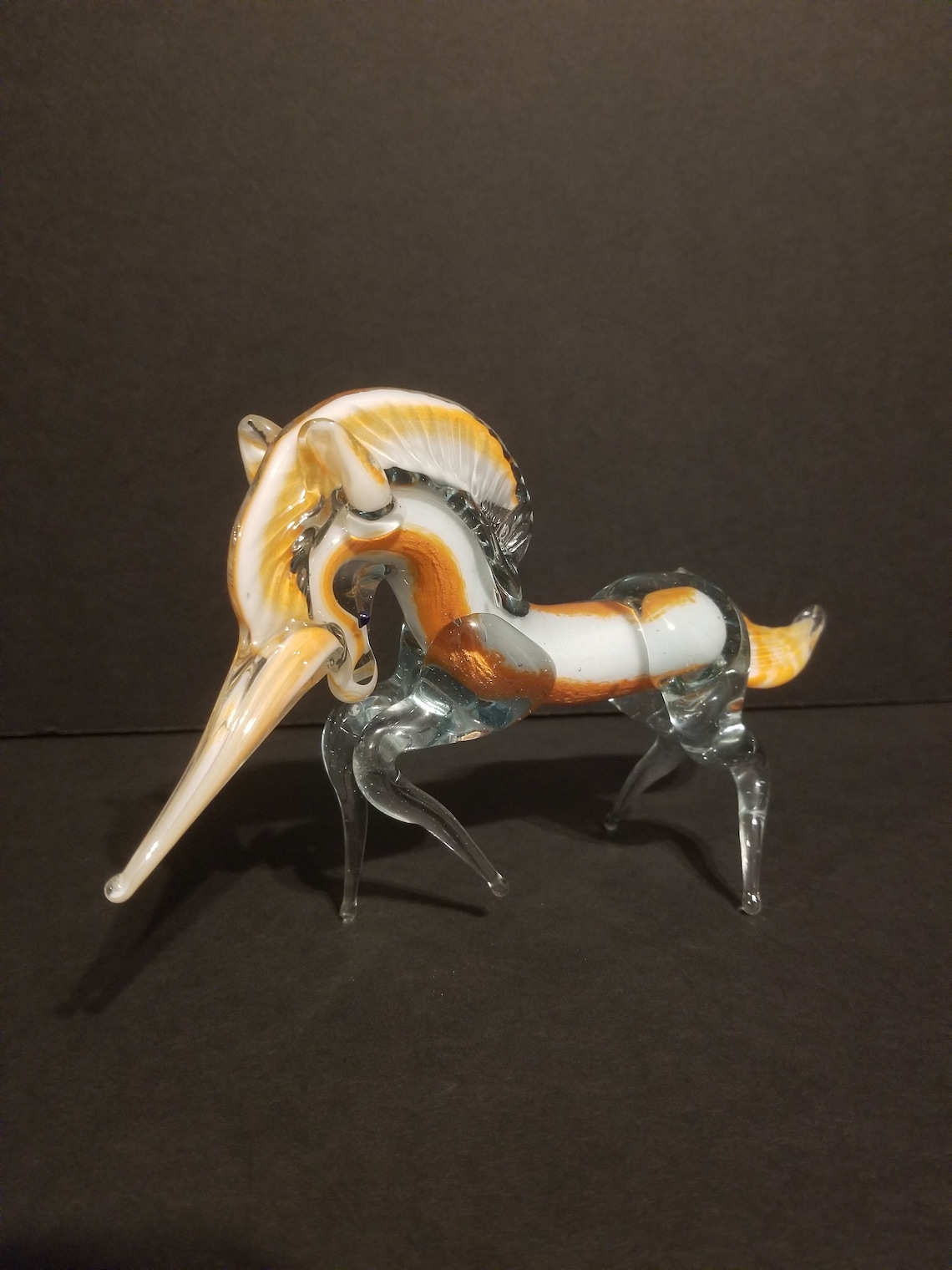 Murano Style Glass Unicorn Figurine Blazing Colors Etsy