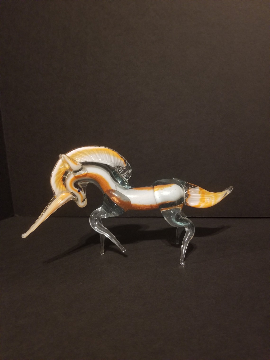 Murano Style Glass Unicorn Figurine Blazing Colors Etsy