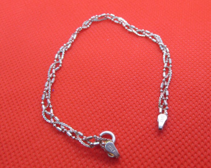 Vintage Sterling Silver Triple Strand Mixed Chain Bracelet marked 925 Italy