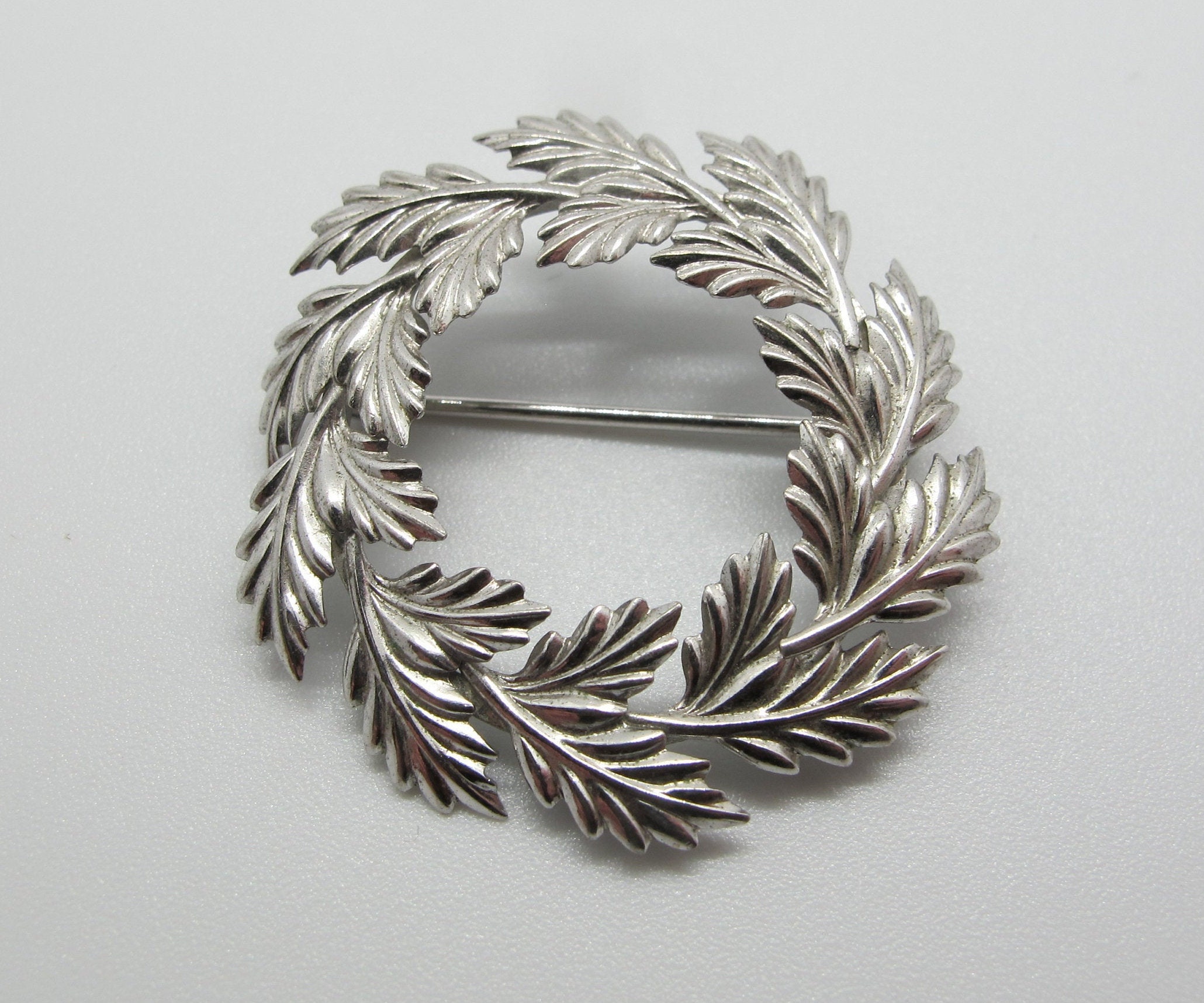 Vintage Sterling Silver Brooch Pin Designed with Leaves Etsy